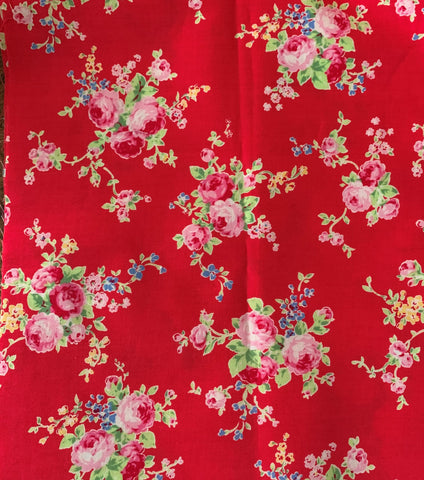 Flower Sugar cotton fabric by Lecien 31130-30 Roses on Red