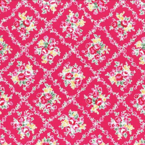 Flower Sugar cotton fabric by Lecien 31269-22 Floral on Dark Pink