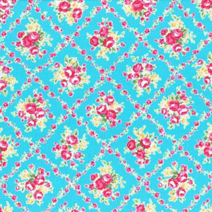 Flower Sugar cotton fabric by Lecien 31269-70 Floral on Blue