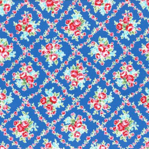 Flower Sugar cotton fabric by Lecien 31269-77 Floral on Dark Blue