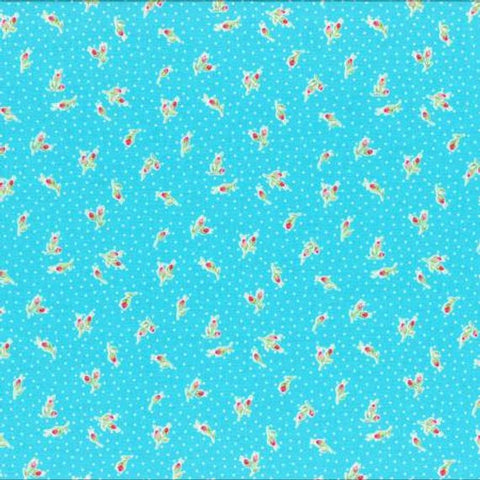 Flower Sugar cotton fabric by Lecien 31271- 77 Tiny Flowers on Blue