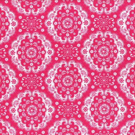 Flower Sugar cotton fabric by Lecien 31272-22 Dark Pink Lace