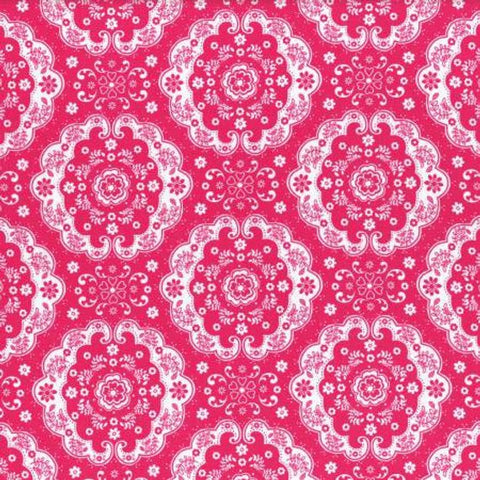Flower Sugar cotton fabric by Lecien 31272-22 Dark Pink Lace