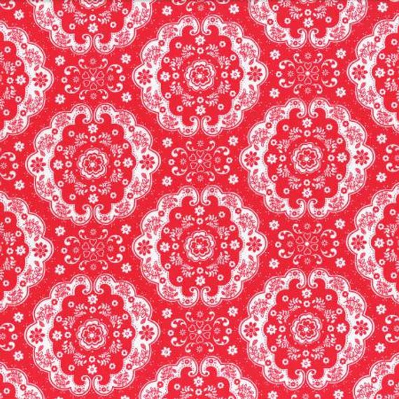 Flower Sugar cotton fabric by Lecien 31272-30 Red Lace