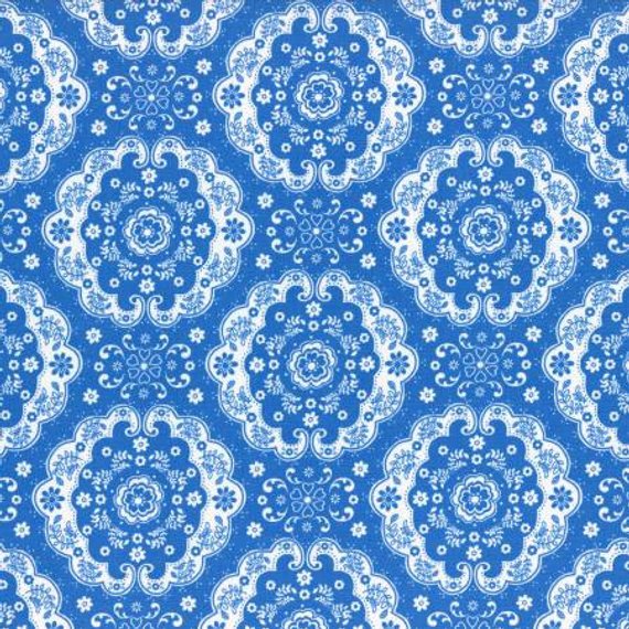 Flower Sugar cotton fabric by Lecien 31272-77 Dark Blue Lace