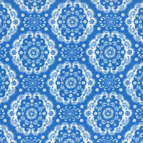 Flower Sugar cotton fabric by Lecien 31272-77 Dark Blue Lace