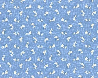 30's Child Smile  cotton retro fabric by Lecien 31280-70 Bunnies on Blue