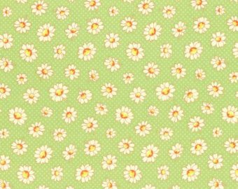 30's Child Smile  cotton retro fabric by Lecien 31281-60 Green Floral