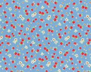 30's Child Smile  cotton retro fabric by Lecien 31282-77 Berries on Blue