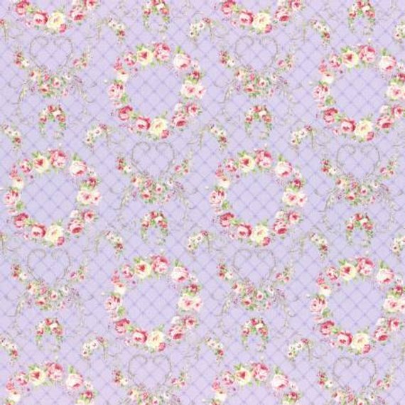 Wreaths of Roses Rococo and Sweet fabric by Lecien 31362-110 Purple