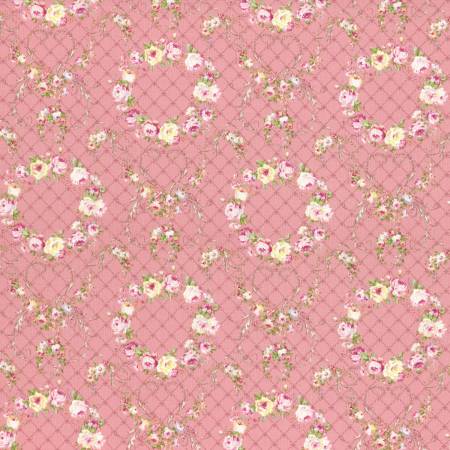 Wreaths of Roses  Rococo & Sweet cotton fabric by Lecien 31362-20 on Pink