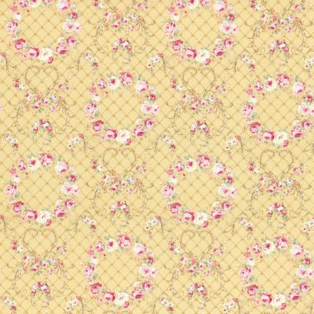 Wreaths of Roses  Rococo & Sweet cotton fabric by Lecien 31362-50 Golden Yellow