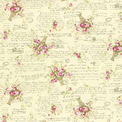 Rococo and Sweet fabric by Lecien 31363-10 Roses Baskets Cream
