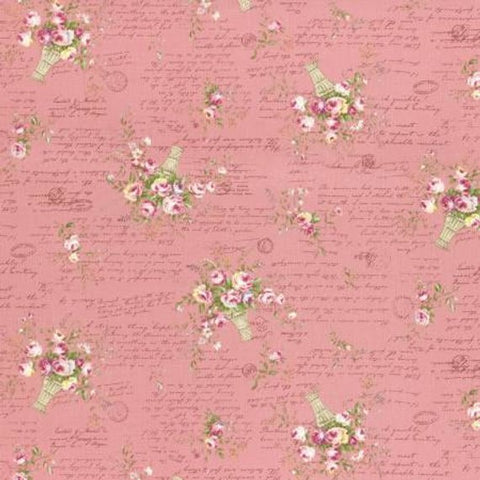 Rococo and Sweet fabric by Lecien 31363-20 Rose Baskets Pink
