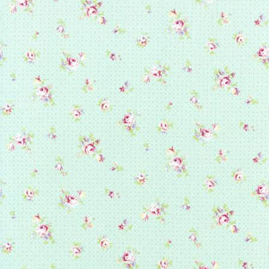 Robins Egg Scattered Roses Floral  Rococo & Sweet cotton fabric by Lecien 31863-60