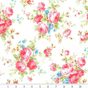 Antique Flower In Pastel by Lecien Cotton Fabric 35070-10 Roses on White