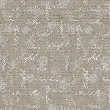 Coastal Wishes By Susan Winget Cotton Fabric Words on Brown 39624-212