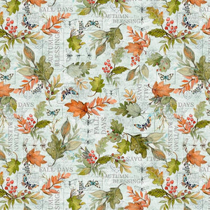 Seeds of Gratitude cotton fabric by Wilmington Prints   39656-487 Leaves on Blue
