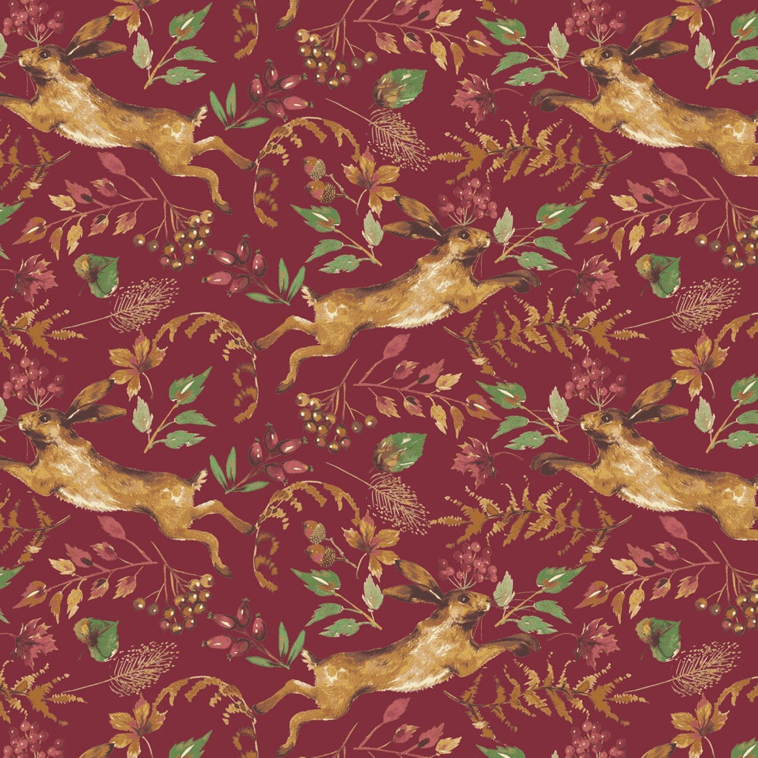 Fables Collection by Laura Ashley for Camelot Fabrics  Cotton Fabric Red Hare 71180401-1