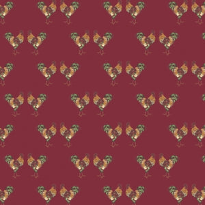 Fables Collection by Laura Ashley for Camelot Fabrics  Cotton Fabric Roosters  Red 71180404-01