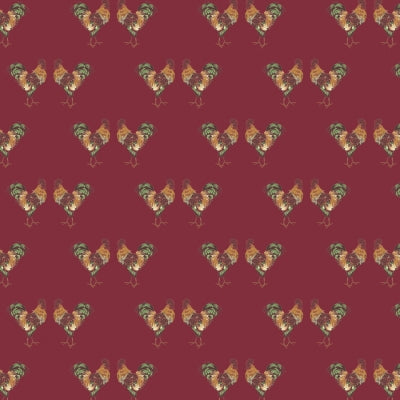 Fables Collection by Laura Ashley for Camelot Fabrics  Cotton Fabric Roosters  Red 71180404-01