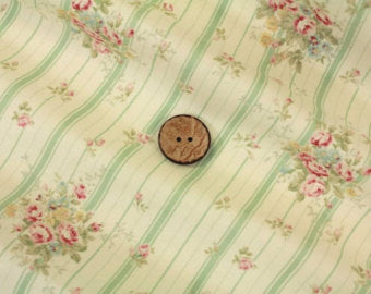 Yuwa cotton fabric green stripe with roses 816921B
