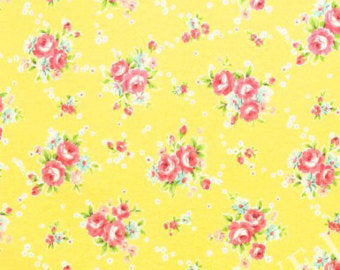 Yuwa cotton fabric  Roses on Yellow 819958C