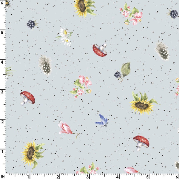 Bramble Patch Cotton Fabric by Maywood Studios 10106-B Mini Print in Blue