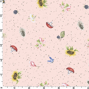 Bramble Patch Cotton Fabric by Maywood Studios 10106-P Mini Print in Pink