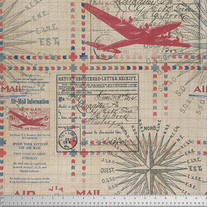 Eclectic Elements cotton fabric by Tim Holtz for Free Spirit PWTH046red Air Mail