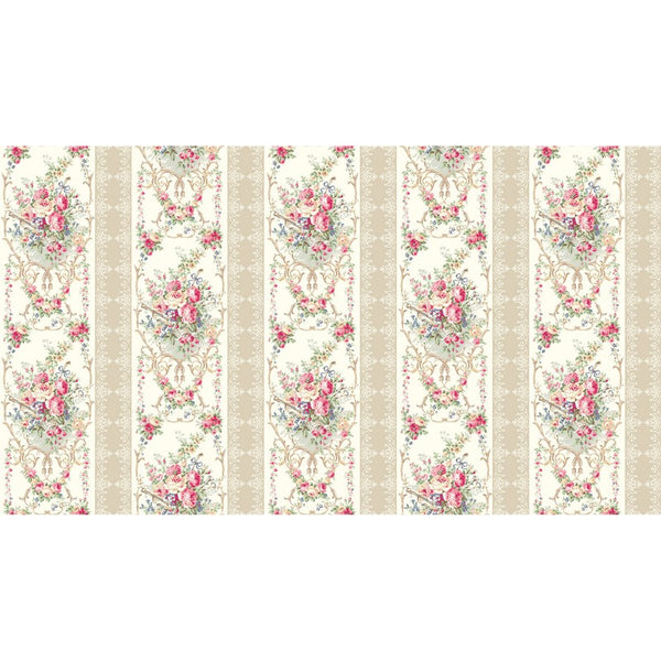 Rose Garden RU2410-12A Floral with Tan Stripe Quilt Gate