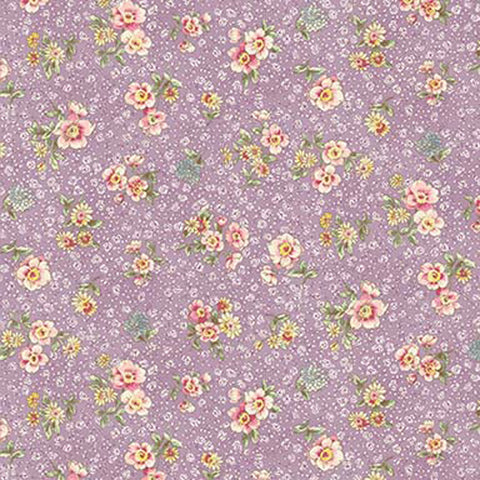 Rose Garden RU2410-14D Vintage Floral on Purple by Quilt Gate