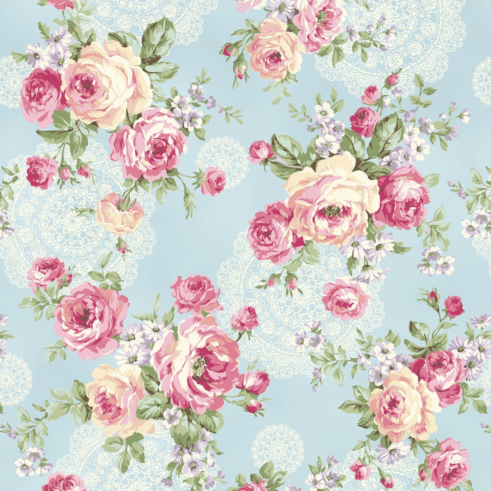 Rose Waltz RuRu Bouquet cotton fabric by Quilt Gate Ru2450-11D Roses on Blue