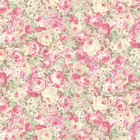 Rose Waltz RuRu Bouquet cotton fabric by Quilt Gate Ru2450-13B Packed Roses Pink