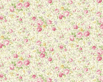 Love Rose Love cotton fabric by Quilt Gate Ru2300-14A Tiny Roses on Cream