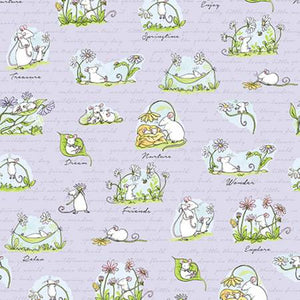 Light Purple Scene  Daisy Daisy  Cotton Fabric by Clothworks Y2652-26