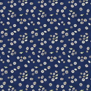 Light Navy Daisies Daisy Daisy  Cotton Fabric by Clothworks Y2655-93