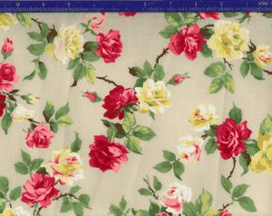 Yuwa cotton fabric  Red and Yellow Roses AF666014E