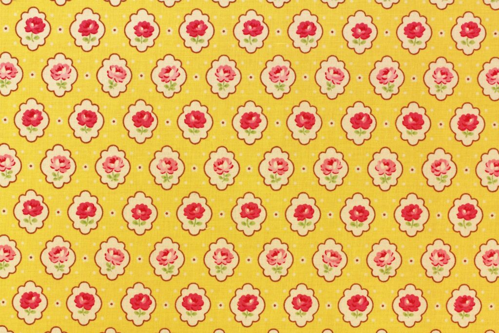 Yuwa cotton fabric Vintage Inspired Floral on Yellow AT116529C