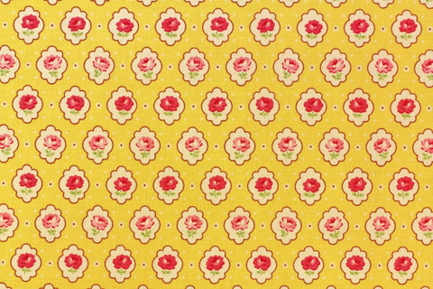 Yuwa cotton fabric Vintage Inspired Floral on Yellow AT116529C