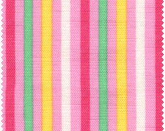 Simple Coordinates cotton fabric by CosmoCR8876-417 Multi Stripe on Pink