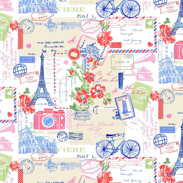 Bon Voyage cotton fabric by Michael Miller CX9210-white