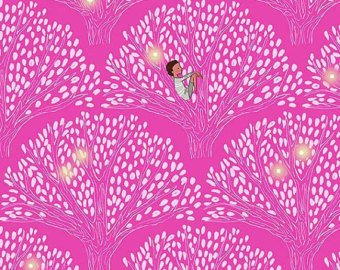 Wee Wanderer cotton fabric by Sarah Jane for Michael Miller DC6226Rose Tree Lights