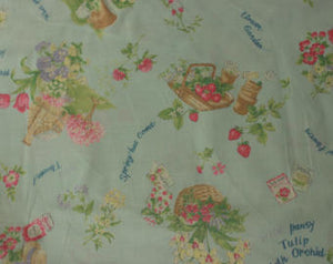Yuwa cotton fabric Summer and Spring flowers on Pale Aqua FO826105C