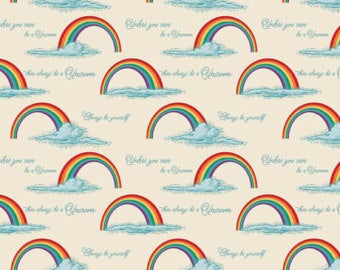 Unicorns and Rainbows Rainbows on Cream Cotton Fabric Riley Blake C3712-Crm