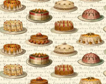 Tea Dainties cotton fabric by Lakehouse Dry  Goods Penelope LH10037champagne