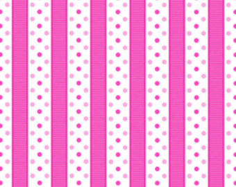 Sausalito Cottage  cotton fabric by Lakehouse Dry  lh13067Raspberry Dotted Stripe