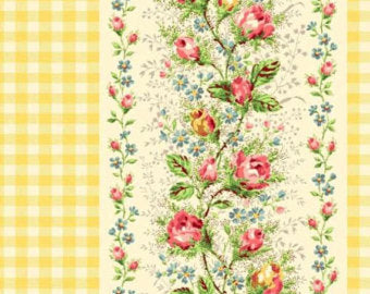 Sweet Charms cotton fabric by Quilt Gate MR2150-17C Gingham Stripe Floral Yellow