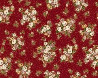 Grace Holiday cotton fabric by Quilt Gate MR2160-13B Small bouquets on Red