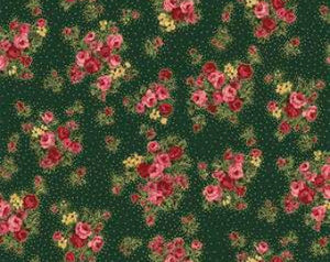 Grace Holiday cotton fabric by Quilt Gate MR2160-13C Small bouquets on Green